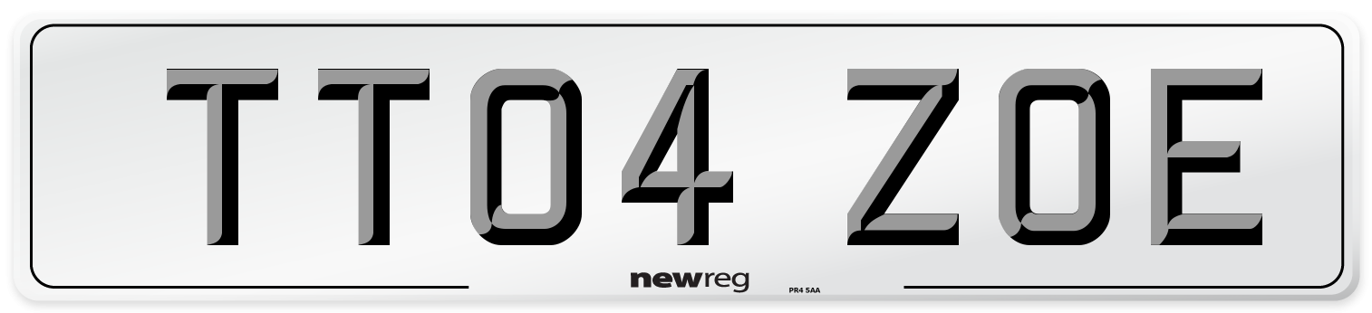 TT04 ZOE Number Plate from New Reg